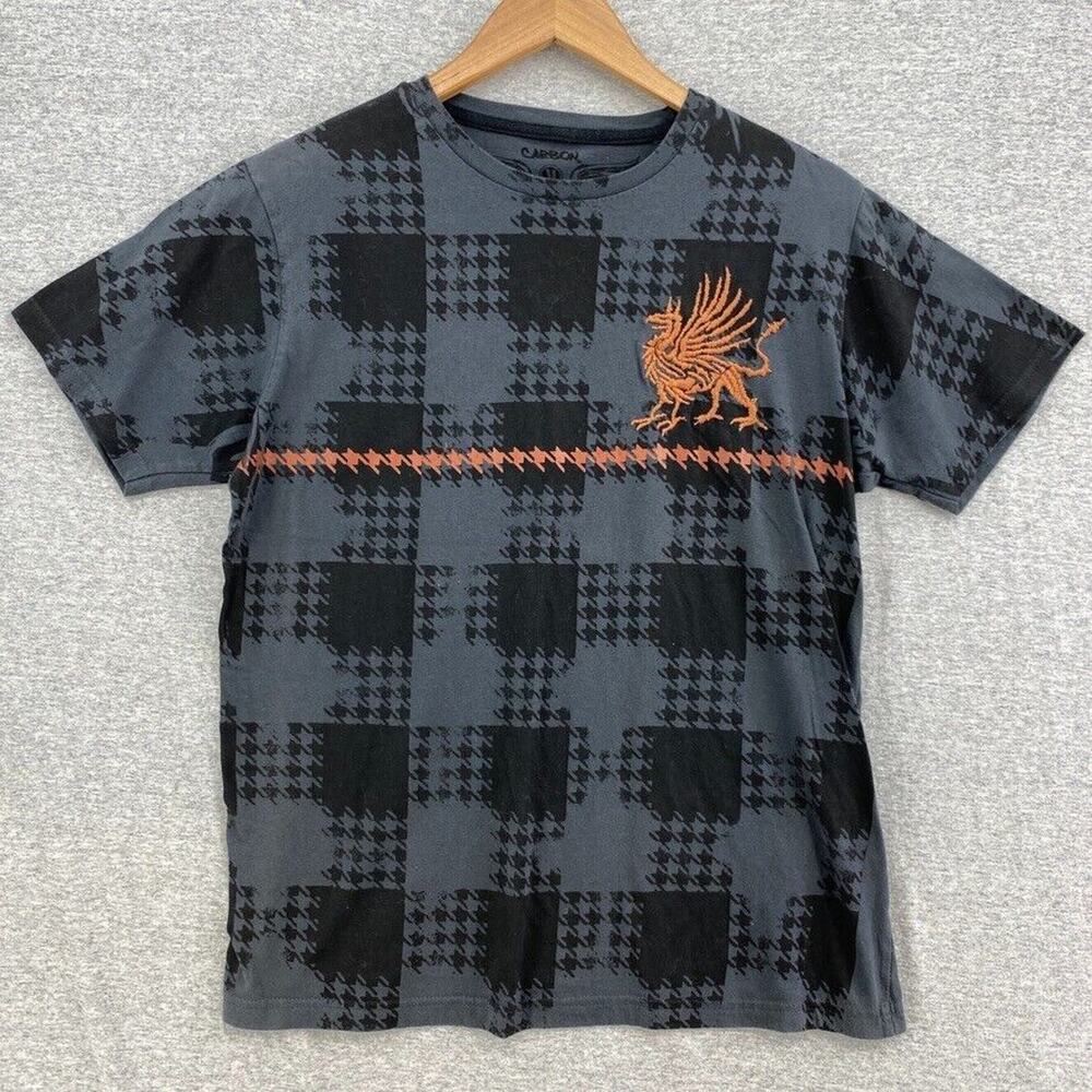 Carbon Tshirt Mens Medium Griffin Embroidered Mythological Y2K Tee Short Sleeve
